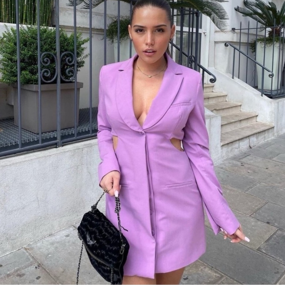 ZARA Lilac Cut Out Blazer Dress – Size L, NWT, Blogger Favorite, Sold Out! - Picture 11 of 13